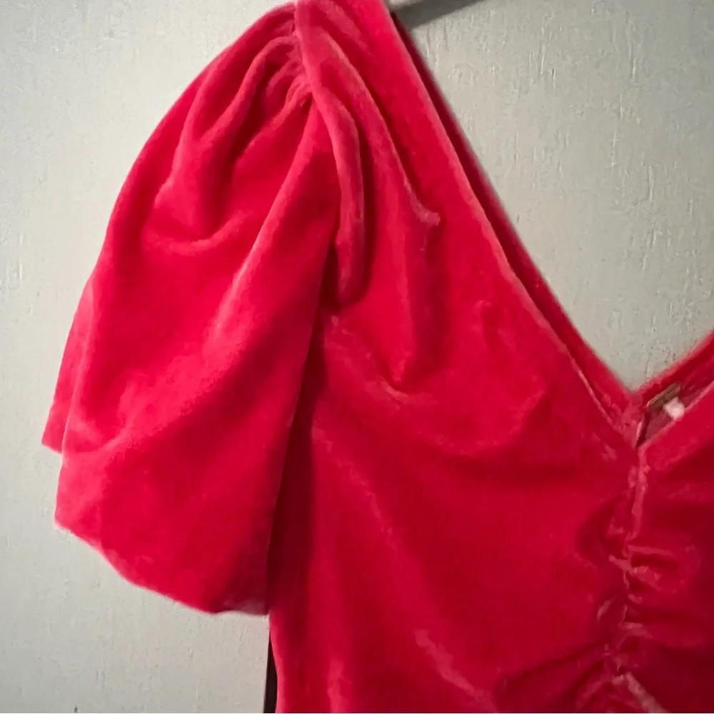 Free People Ruched Velvet V-neck Top In Strawberry Spritz Ruched